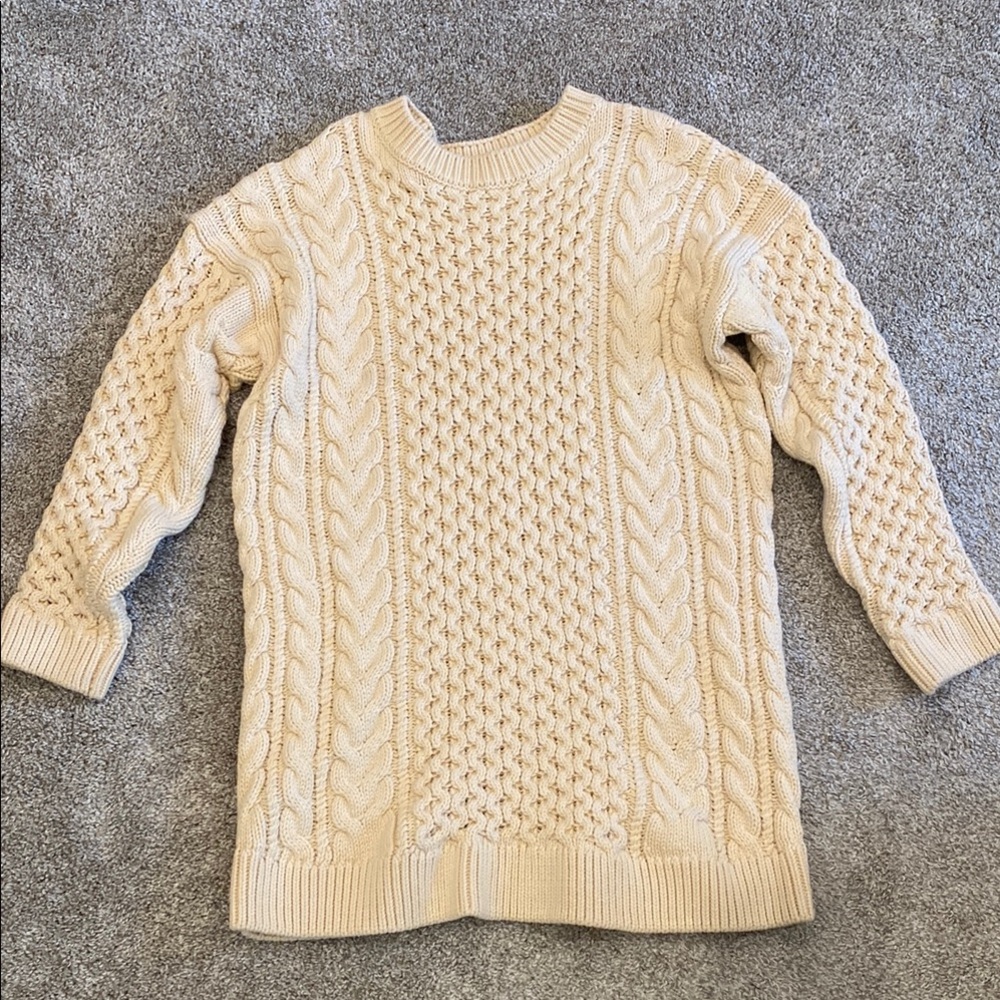 English Factory Cream Cable Knit Crew Neck Sweater Dress - Picture 3 of 5